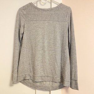 Loft Crew Neck Long Sleeve Tee White Gray Striped Metallic Size S
